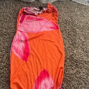 PrettyLittleThing Orange and Pink Long Sleeve Dress